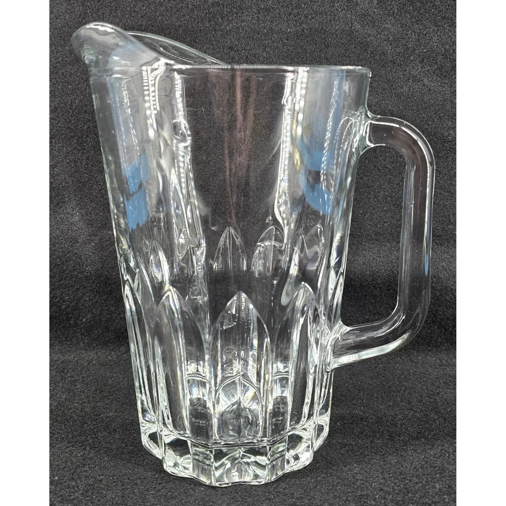 Vintage Italy Fluted Crystal Glass‎ Pitcher Heavy Juice Beverage Water Lipped 9